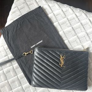 YSL Saint Laurent Monogram Matelasse Wristlet Clutch